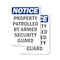 Signmission Patrolled By Armed Security Guard OSHA Notice Sign, Plastic, 7in W x 10in L, 2PK OS-2PACK-NS-P-710-V-16330 - alternate 1